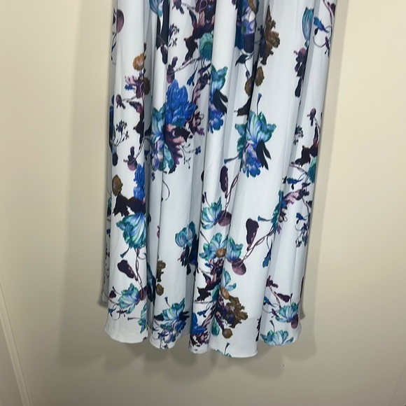 Fame and Partners Light Blue and Purple Floral Pleated Maxi Skirt A-line Size 4 - Picture 5 of 9